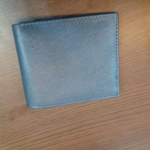 Men Bi Fold <b>Wallet</b> Two Tone Blue and Brown Textured Slim Design with Multiple Card Slots and ID Window for Daily Utility Use - Product Image 5