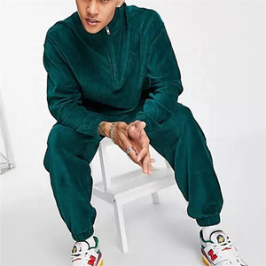 Chándal de Invierno para Hombre, Diseño OEM en Velour Verde, 100% Algodón, Negro, con Capucha, Forro Polar Técnico, Cierre Completo, Alta Calidad - Product Image 1