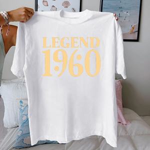เสื้อยืด1960ผู้หญิงพิมพ์ลายตัวหนาผ้าฝ้ายแท้สวมใส่สบาย - Product Image 2
