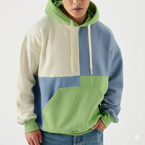 Hot Sale Custom Green French Terry Oversize Hoodie <b>Thick</b> <b>Fleece</b> Drop Shoulder 100% Cotton Plain Blank Sports Wears Drawstring - Product Image 5