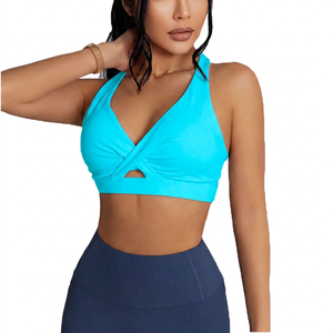 Sujetador Deportivo Blanco con Escote en V Profundo para Mujer, con Diseño Recortado, Transpirable, Soporte Medio, Top Deportivo - Product Image 5