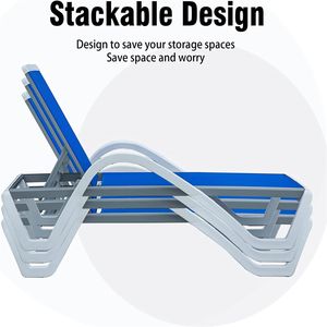 Tumbona Ajustable de Aluminio Azul para Patio, Resistente a la Intemperie, para Piscina y Jardín, Juego de 1 Pieza - Product Image 5