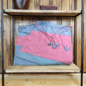 Handcrafted Cotton Shoes Storage Bag Pink Colour Travel Footwear Pouch with Drawstring Closure, Lightweight & Washable Organizer - Product Image 3