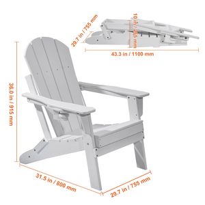 Ensemble de 2 chaises Adirondack pliantes portables toutes saisons avec porte-gobelets pour foyer extérieur, chaises en plastique pour mobilier de patio - Product Image 5