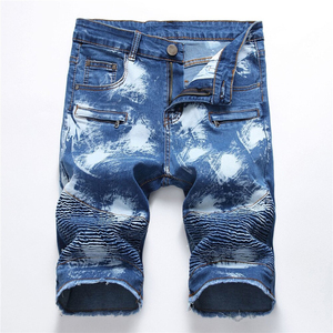 Shorts en jean personnalisables de haute qualité, broderie, finition usée, imperméables, respirants, logo personnalisé, tailles variées, streetwear - Product Image 1