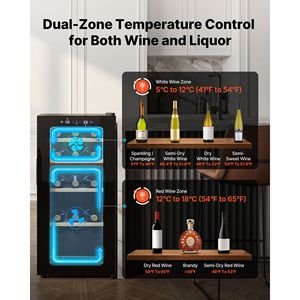 Enfriador de Vino de Doble Zona Independiente, Capacidad para 20 Botellas, Temperatura Ajustable de 41-65F, Mini Bodega con Puerta de Vidrio - Product Image 3