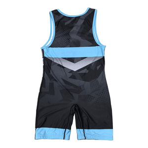 Combinaison de lutte sublimée pour hommes, bleu-rouge dégradé, pour compétition de powerlifting, vente en gros, OEM - Product Image 6