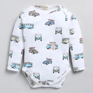 Body de manga larga de elastano de bambú orgánico de calidad superior Estampado de coches vintage - Product Image 1