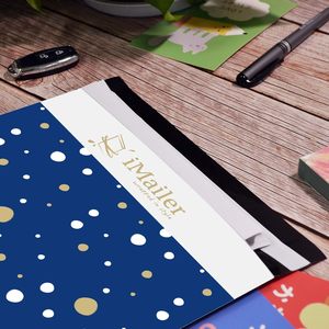 Enveloppes d'expédition en polyéthylène bleues à pois avec message de remerciement - Fermeture autocollante - Product Image 2