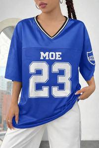 Jersey de Fútbol Americano Personalizado para Mujer, Estilo Urbano, Talla Grande, Cuello en V, Tejido Grueso de 260 g/m², Malla Personalizada, 100% Poliéster, Corte Cuadrado - Product Image 3