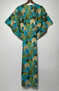 Robe Kaftan sans manches en coton à imprimé floral tropical décontracté pour l'été, pour femme, style plage Asie-Pacifique, en stock - Product Image 5