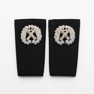 Customized Hand Embroidered Shoulder Boards Black Fabric Cross Pattern <b>Sew</b>-On <b>Badges</b> Custom Design Bullion <b>Badges</b> - Product Image 1