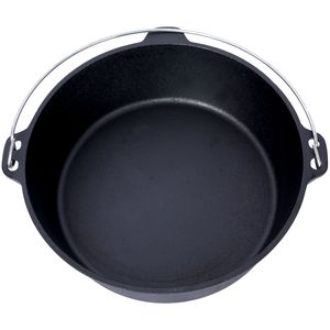 Pentola in ghisa pretrattata con coperchio a padella, ideale per campeggio, cottura a caminetto, barbecue e focolare. - Product Image 5