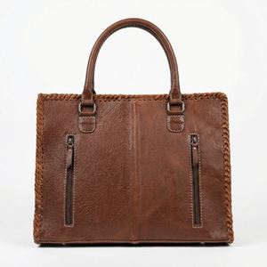 Sac fourre-tout en cuir véritable 100% fait main, couleur marron et blanc, résistant à l'eau, pour femmes, usage quotidien - Product Image 2