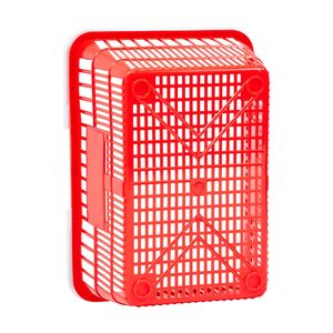 4 paniers de courses empilables en plastique PE de 21 L, structure en maille dense avec poignées, capacité de 20 lb, pour supermarché, portables - Product Image 4