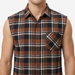 New Style Brown Black Check Men's Sleeveless <b>Plaid</b> Flannel <b>Shirt</b> Turn-down Collar Button Down Casual Breathable Cotton Men <b>Shirt</b> - Product Image 3