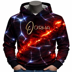 Sudadera con Capucha Estampada Oorha para Hombre, Informal, de Manga Larga, Tejida en Poliéster, con Logotipo Frontal, Corte Regular, Estilo Otoñal - Product Image 1