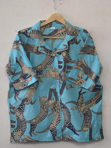 Conjunto de Pijama de Verano de Algodón Elegante Hecho a Mano con Estampado de Flores, Camisa de Manga Larga con Botones de Alta Calidad, Elástica y de Secado Rápido - Product Image 6