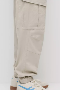 Pantalon cargo décontracté pour homme, taille élastique avec cordon de serrage, couleur unie, plusieurs poches, respirant, en coton, style printemps - Product Image 3
