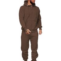 Ensemble de survêtement en molleton marron personnalisé pour homme, ensemble de jogging à capuche pour l'hiver, pour la salle de sport, l'entraînement, les loisirs, le streetwear
