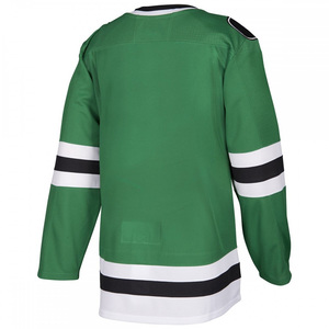 Maillot de hockey sur glace pour homme, vert, manches longues, logo brodé, col en V, respirant, polyester, uniforme, panneau en maille ventilée - Product Image 4