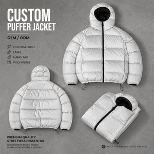 Chaqueta Acolchada Blanca para Hombre, con Capucha, Resistente al Viento, Estilo Urbano, para Invierno, Relleno de Poliéster, Cierre de Cremallera, Color Sólido - Product Image 2