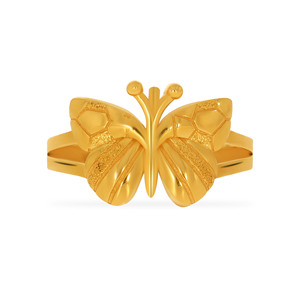 Luxury 18K Gold Plated Butterfly Flower <b>Adjustable</b> <b>Ring</b> for Women Elegant Textured Floral Design Fashion Finger <b>Ring</b> - Product Image 3