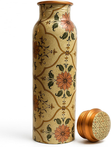 Pure Copper <b>Water</b> <b>Bottle</b> with Leakproof Lid Ayurvedic Reusable Drinking Flask for Yoga <b>Gym</b> Office Home and Travel - Product Image 5