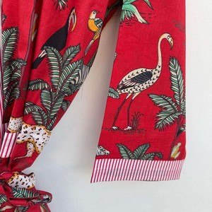 Bata de baño informal de algodón estilo kimono indio, traje de noche, ropa de playa de primavera y verano, largo completo, estampado animal, cuello en V, suave, con logo frontal - Product Image 3