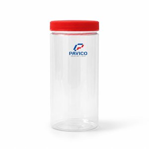 Pot en plastique PET transparent rond de 480 ml avec bouchon à vis pour l'emballage d'aliments secs, fabricant au Vietnam - Product Image 1