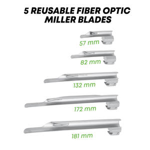 Último modelo de set de laringoscopio de fibra óptica Miller con 5 hojas rectas, certificado CE e ISO, OEM y ODM disponibles, venta al por mayor - Product Image 3