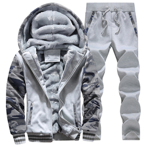 Ensemble de survêtement 2 en 1 pour homme, coupe-vent, à capuche, doublure polaire, fermeture éclair, manches longues, pantalon décontracté, coupe régulière, pour l'automne - Product Image 4