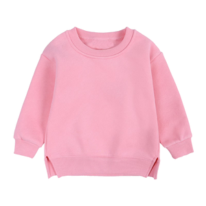 Sweat-shirt uni à col rond pour bébés et enfants, manches longues, pull décontracté, haut en molleton de coton pour garçons et filles, vêtement basique, personnalisable OEM - Product Image 1
