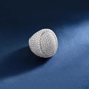 <b>Large</b> Brilliant Cut Diamond Hip Hop Cluster <b>Rings</b> 925 Sterling Silver Rhodium Plated Unisex Wedding Engagement Anniversary Party - Product Image 1