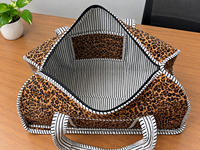 Sac de voyage à imprimé léopard, grande capacité, en coton durable, fermeture éclair, style week-end