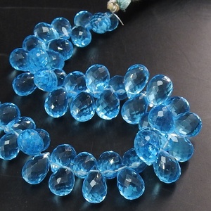Nouveauté : Perles en verre de cristal micro-facettées bleu topaze, gouttes 7x10-8x10mm, 8 pouces, pour la fabrication de bijoux, vente en gros - Product Image 1