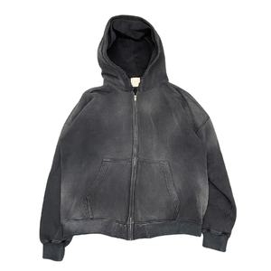 Sweat à capuche personnalisé respirant en détresse délavé au soleil 100% coton matériel lourd lavage à l'acide éponge française sweat à capuche délavé au soleil - Product Image 2