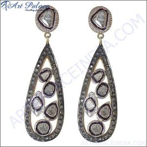 Pendientes victorianos de Plata de Ley 925 con diamantes, joyería de moda chapada en oro, pendientes de diamantes - Product Image 1