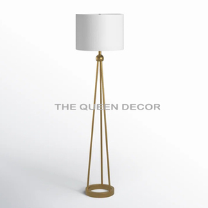 Classical Gold Stainless Steel Metal Bedside Lighting <b>Floor</b> <b>Lamps</b> & White Fabric Home Decor Dining And Living Room At Best Price - Product Image 1