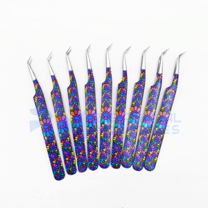Pince à épiler professionnelle RMI personnalisée à 45 degrés pour extensions de cils, pointe dentelée, revêtement papier, prise diamantée, en acier inoxydable - Product Image 3