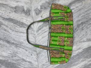 Sac fourre-tout bohème en coton à motifs panneaux et poignées rayées, ouverture supérieure, toutes saisons, sac de shopping, CADEAU POUR ELLE - Product Image 1