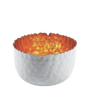 Cuenco decorativo de aluminio martillado con interior dorado, ideal para centro de mesa, almacenamiento elegante y decoración festiva - Product Image 1