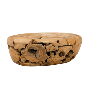 Mesa de Centro ARTERRA de Lujo con Mosaico de Raíz de Teca Orgánica, Forma Ovalada, Mesa Decorativa Premium para Vestíbulo de Resort - Product Image 1