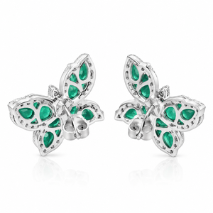 <b>Moissanite</b> Pear Cut Butterfly Stud <b>Earrings</b> Rhodium Plated 10K 14K 18K Gold 925 935 Silver Fine Jewelry - Product Image 4