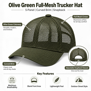 Casquette Trucker Personnalisée en Maille Intégrale avec Visière Courbe, Respirante, pour Activités de Plein Air, Pêche, Chasse, avec Logo Personnalisé, Chapeau d'Été – Vente en Gros - Product Image 5