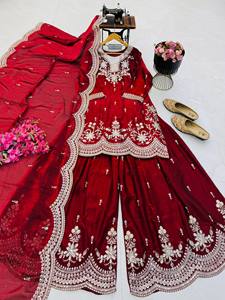 Ensemble de robe Anarkali brodée marron avec dupatta, robe de fête indienne pakistanaise pour mariage - Product Image 5