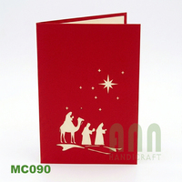 Cartes de vœux 3D Popup pour le Nouvel An Noël Oiseau Design graphique Souvenir en papier avec impression offset Vietnam Vernis mat