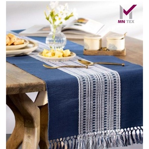 Chemin de table en coton pour les dîners de fête, mariages et fêtes de famille Dobby Check Weave tissé pour les hôtels de luxe - Product Image 1