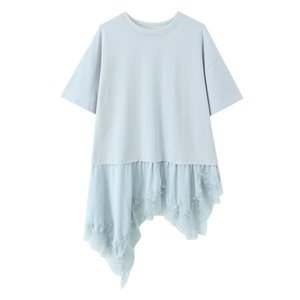 TAOP&ZA 2026 T-shirt da <span class=keywords><strong>donna</strong></span> alla moda, vestibilità ampia, nuova, con orlo asimmetrico patchwork, <span class=keywords><strong>maniche</strong></span> corte e girocollo 4813325 - Product Image 2