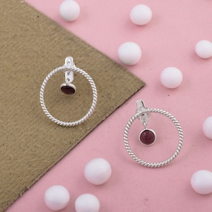 Twisted Wire Garnet Gemstone 925 Sterling Silver Elegant Look Minimal Statement <b>Stud</b> <b>Earring</b> Fine Jewelry Jewellery Wholesaler - Product Image 4